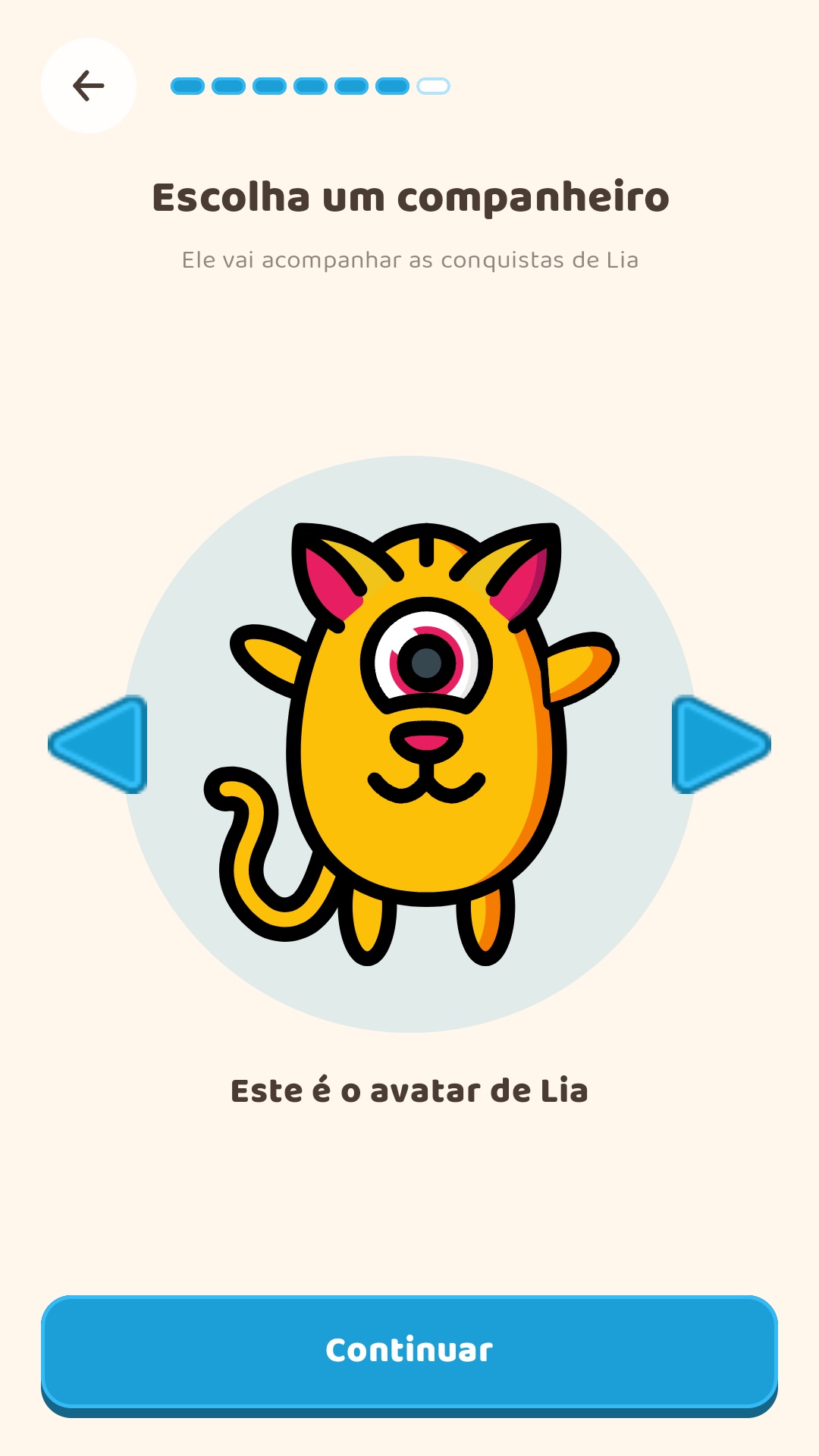 Tela de criação do perfil infantil no oPlay